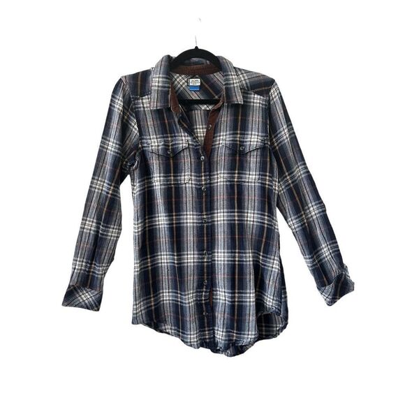 Kavu True Outdoor Wear Elbow Patch Long-Sleeve Button-Down Shirt Plaid Small - Picture 1 of 6